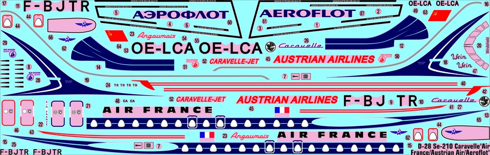 D-28 Se-210 Caravelle Air France , Austrian Airlines,  AEROFLOT